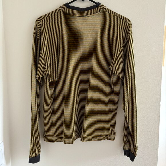 Vintage 90s Black and Yellow Striped High Neck Shirt - Picture 5 of 5